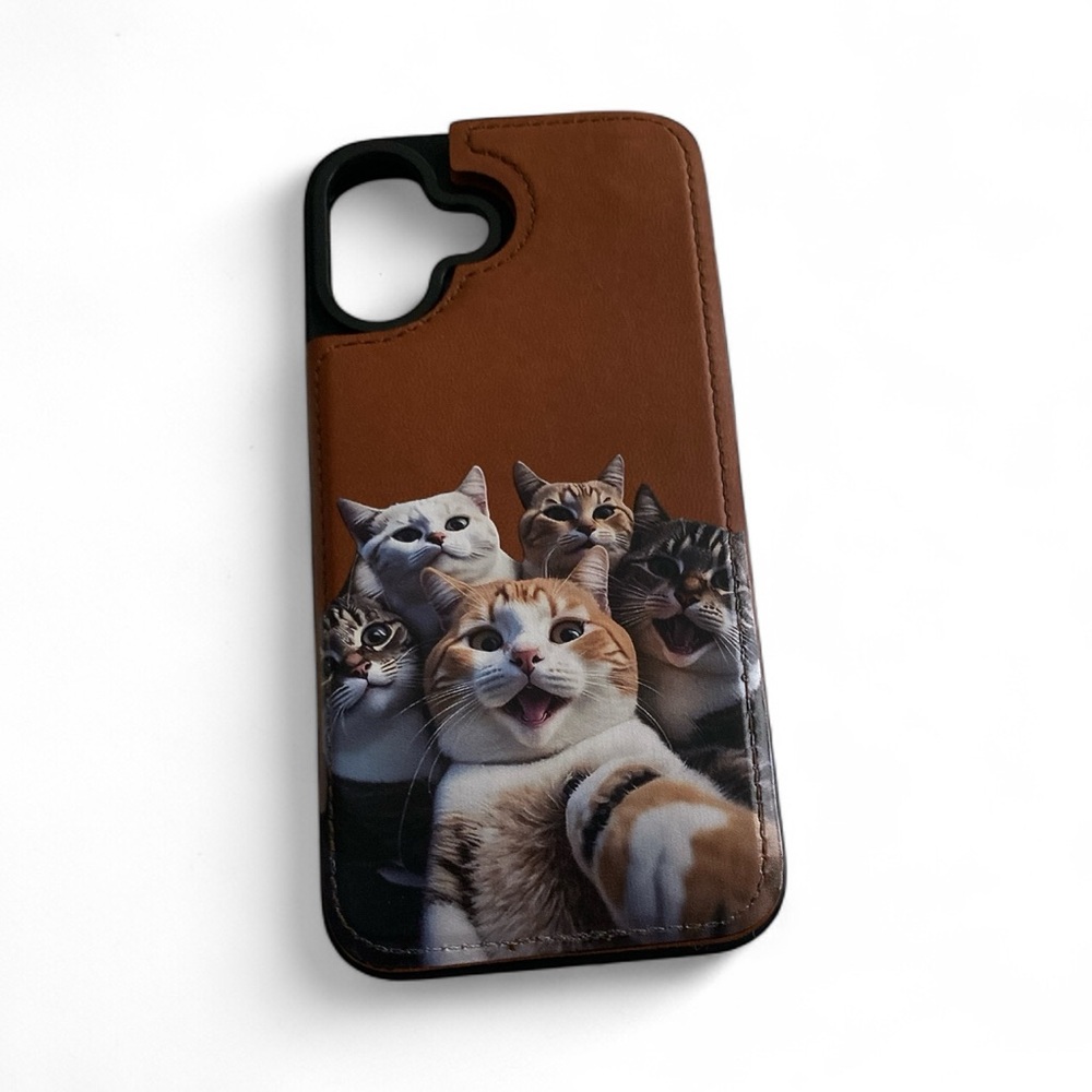 Cat-Themed Brown Phone Case